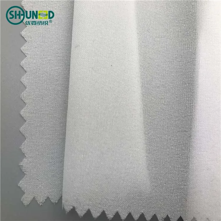 Chinese manufacturer best selling cheap 100% polyester double dot pa coating fusing fabric plain weaving woven interlining