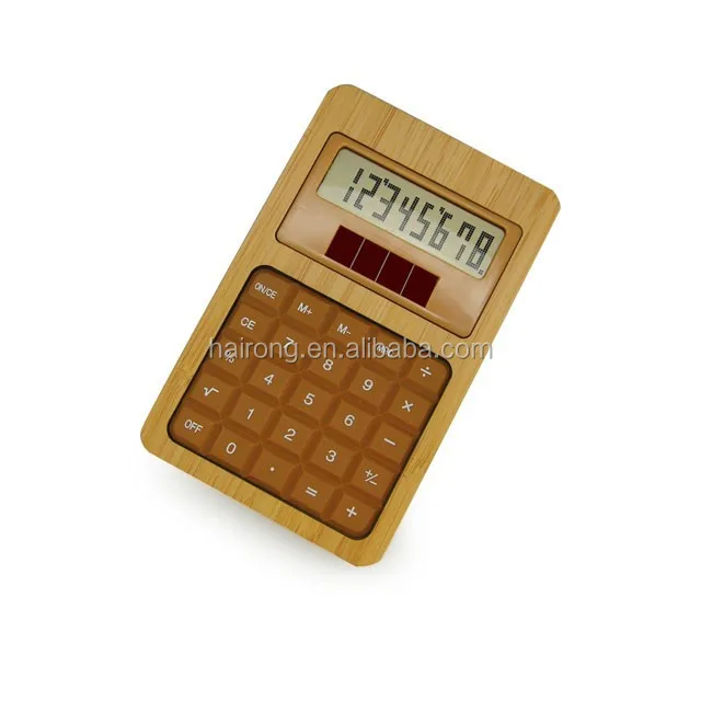 2014 Hairong hot sale bamboo wooden big digit calculator with solar