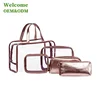 Fashion custom travel rose gold women cosmetic bag and clear cosmetic bag and waterproof pvc transparent cosmetic bag