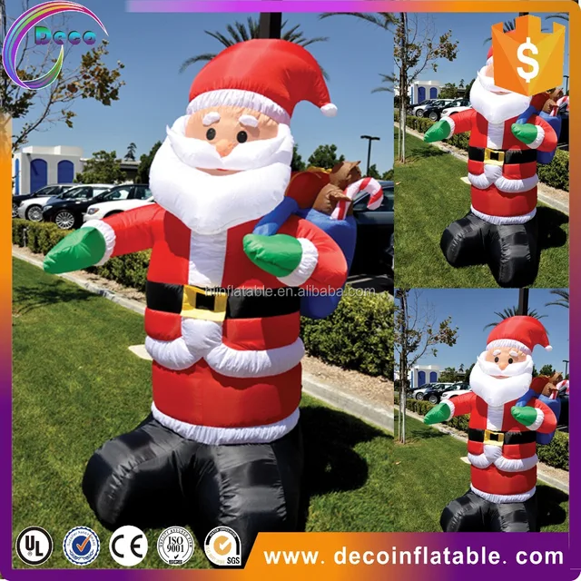 giant inflatable christmas decoration santa claus with blue bag