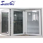 upvc frame glass bi-folding window with blind shutter design canada market