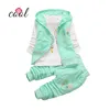 2019 spring girl frock designs 100% cotton baby clothes Sets with vest, long t shirt and pants 3 pcs set