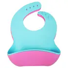 Washable Soft Silicone Eating Pinafore Pocket Food Catcher Baby Bib
