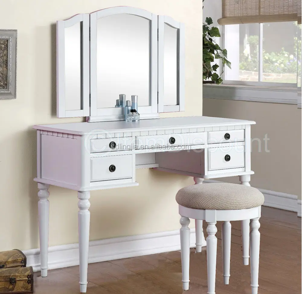 Modern Mdf Mirrored Foldable Vanity Bedroom Dressing Table With
