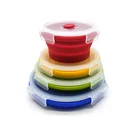 Hot Set of 4 Round Silicone Food Storage Containers BPA Free and Microwave safe storage box