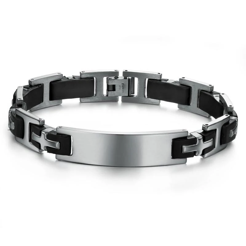 2019 men bracelet luxury 316l stainless steel genuine leather wristband leather bracelet