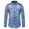 Best Brands Wool Outdoor Muscle fitTransparent Prinng Pattern Sleeve Men shirt