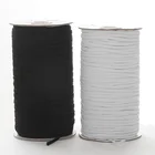 2019 hot selling solid color 3mm black and white braided knit elastic band use for clothes and bag