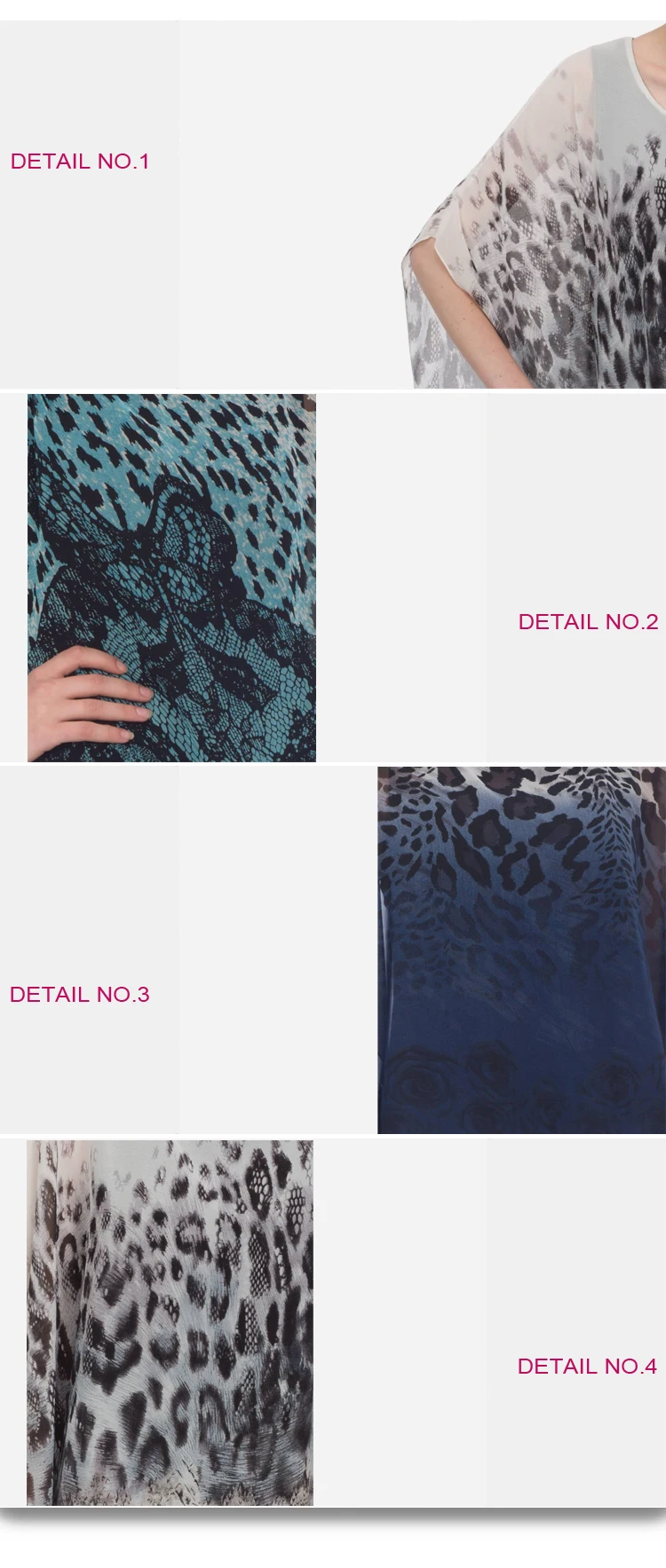 Batwing Sleeve Chiffon Tribal Animal Print Poncho for Old Women