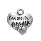 Bulk lots FAVORITE TEACHER Letter Silver Pendant with Heart Shape Pendant Charms Jewelry DIY Gifts for Girls