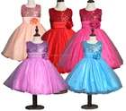 New style girl party wear western dress kids beautiful model dresses sequin elegant frock design for girl