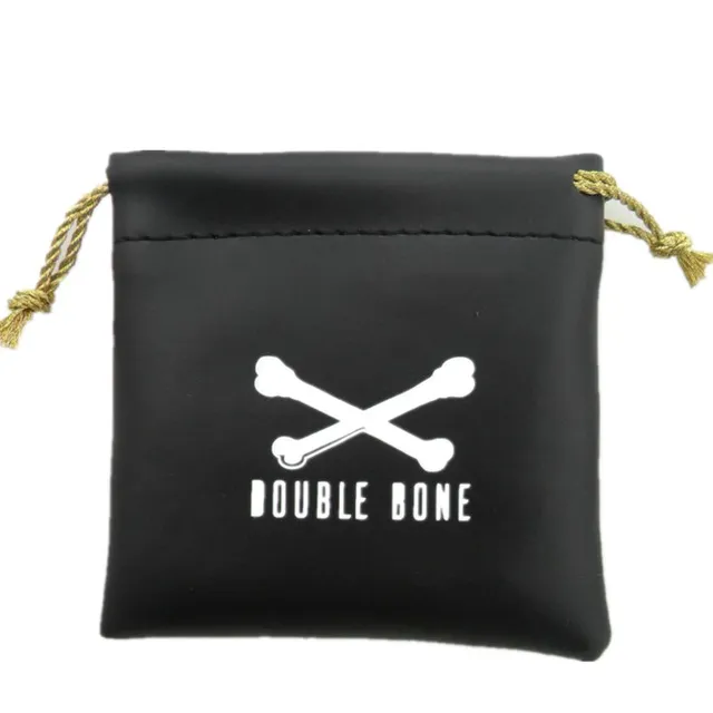custom jewelry black printed velvet leather drawstring pouches