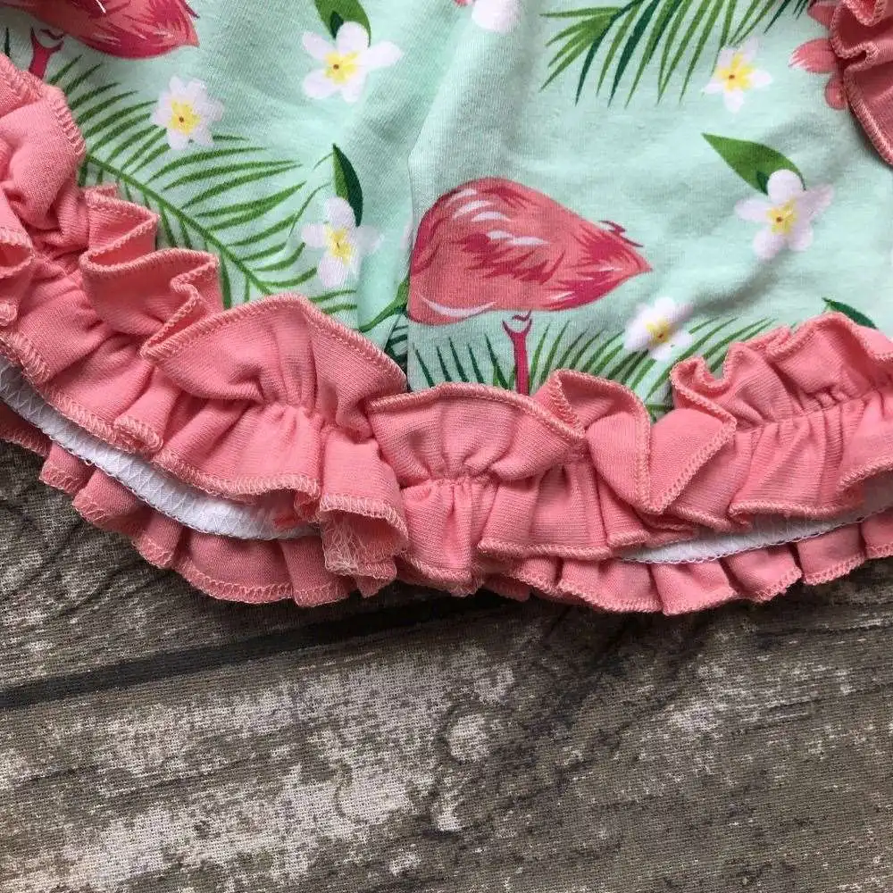 new girls outfit be a flamingo floral coral mint kids boutique shorts sets ruffles cotton clothing match with accessories
