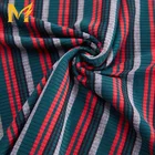New Fashion multi-color engineering 80%polyester 15%rayon 5%spandex yarn dyed striped rib fabric