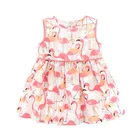 Baby Girls RufflesSatin Flower Print Dress Toddler Clothes