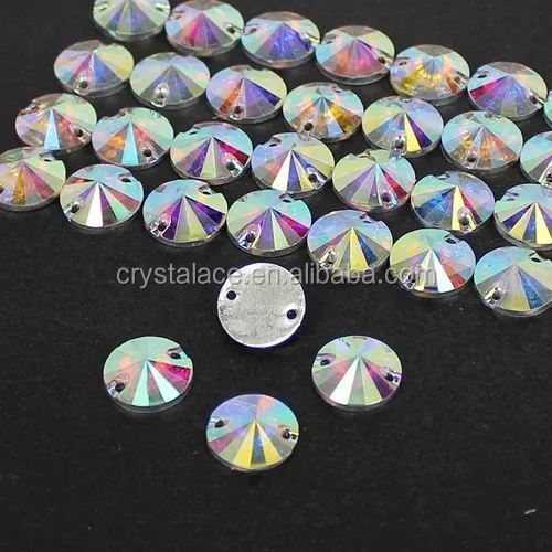 10mm Rivoli 2 holes sew on crystal ab rhinestone, epoxy material stone
