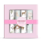 Skin-friendly Custom Print Organic Baby Fitted Crib Sheet Set