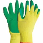 Yellow Cotton Liner Green Latex Coated Safety Working Gloves