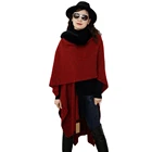 top quality women latest fashion design fine wool knitted cape with fur trim
