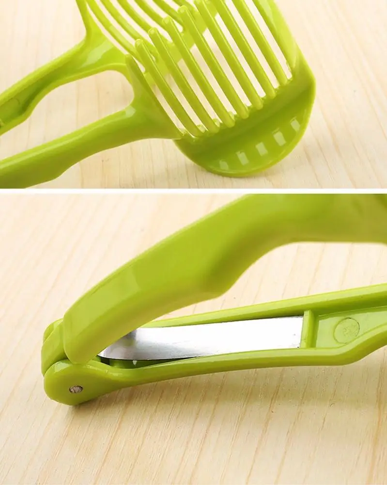 Vegetable Cutter Slicer Tomato Onion Slicer Holder Food-Grade Plastic Fruit Vegetable Cutters Kitchen Gadgets Slice KC1365