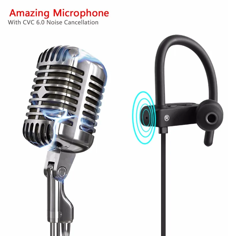 2018 amazon hot sales bluetooth 4.0 hands free wireless headset earphone bass for sport RU10 - ANKUX.COM