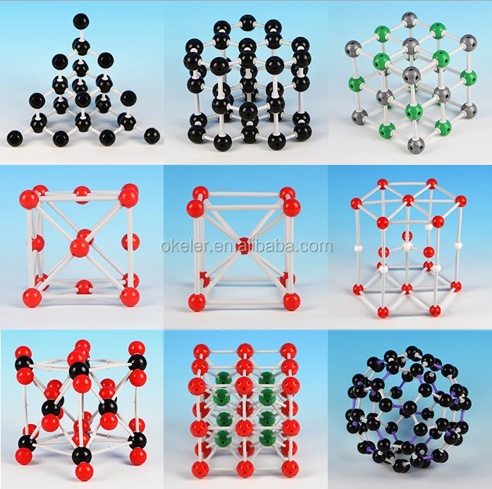 Química etiqueta experimentos 9 Unidades de cristal modelo de estructura molecular modelo kit para profesor y estudiante