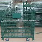JS Steel collapsible storage cage, Warehouse storage mesh storage cage with universal castors