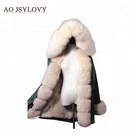High Quality Fitted Ladies Rabbit Fur Lined Women's Long Parka With Fur Hood