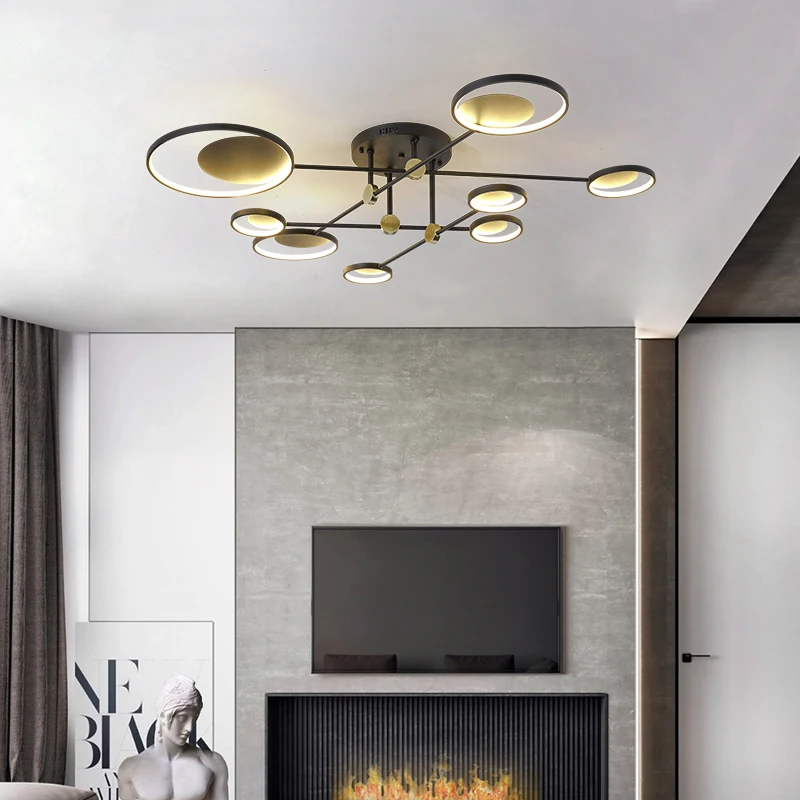 Guzhen factory direct sale Modern style LED black Branched led chandelier aluminium surface mounted led ceilling lighting