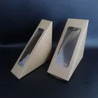 Triangle kraft paper sandwich box with window, FDA food grade