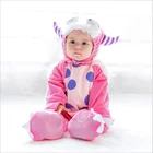 Unisex Baby Flannel Romper Animal Onesie Costume Hooded Cow Outfit Suit