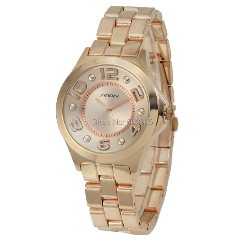 Sinobi Women Luxury Watches Fashion Clock Rose Gold Stainless Steel Analog Quartz Wrist Watches Fashion Casual Dress Wristwatch