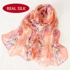 2019 Real 100% Genuine Silk Chiffon Scarf Red Neck Scarf Classic Print