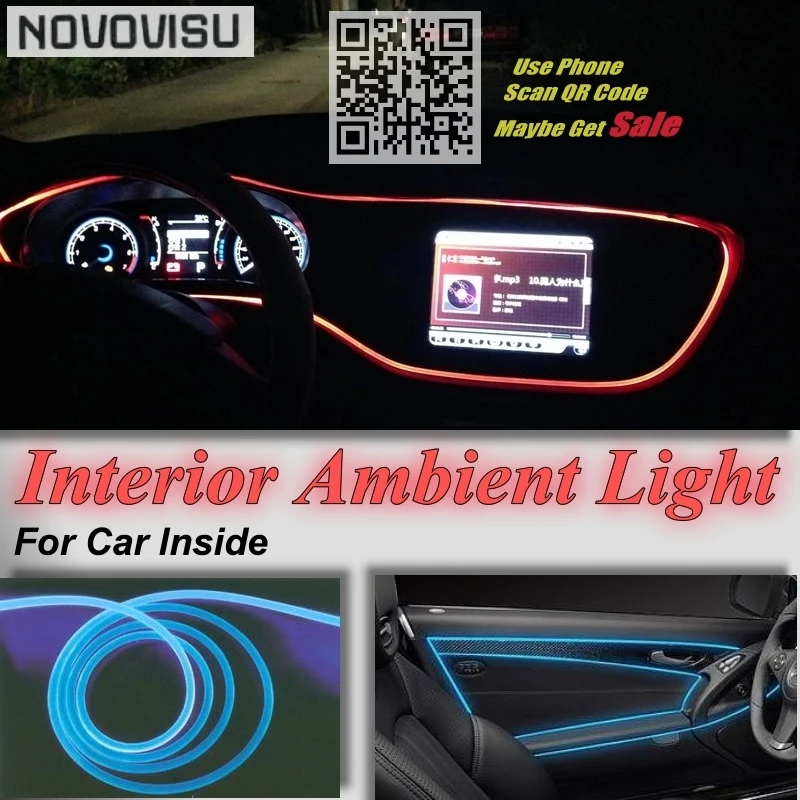NOVOVISU For Nissan Bluebird Car Interior Ambient Light Panel illumination For Car Inside Cool Strip Refit Light Optic Fiber 02