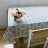 Washable Cotton Linen Fabric Vintage Navy Damask Pattern Decorative Macrame Lace Square Tablecloth