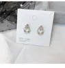 925 Sterling Silver Pearl Ring Geometric Earrings Temperament Crystal Zircon Earring