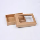 With visible window lid and base no printing brown Kraft paper box