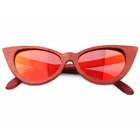 2019 Fashion Wood Cat Eye Sunglasses uv400 Polarized Lens Hand craft Nature Wooden sunglasses