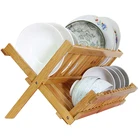 Creative Collapsible Bamboo Kitchen Dish Rack with Utensil Holder