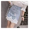 Summer 2019 New Famous Woman's Wear Short Buttock Half-length Skirt with Lightly Weared Lace