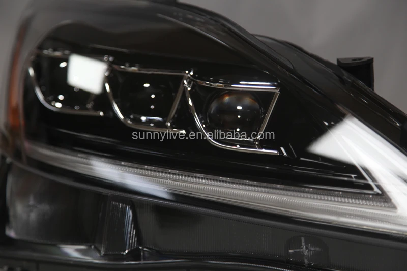 LED Head Lamps with Projector Lens 2006-2012 Year Black Housing FOR Lexus IS250 YZ