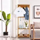 Living room Natural Bamboo Color Coat Rack Clothes Stand Hat Handbag Hanger