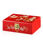 Red flower patterns Jewel wood storage box