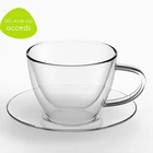 Hand Made Innovative High Quality Clear Double Wall Reusable Glass Coffee Cup