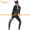 2017 Club Clothing Paint Leather Case Halloween Cat Girl Catsuit