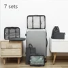 Fast Delivery 7 Set Packing Cubes 3 Travel Cubes 3 Pouches Bags With 1 Shoe Bag Travel Luggage Compression Organizers