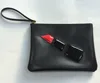 Black Flat Lipstick Makeup Bag Small Leather Pouches