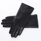 Winter smart touch female wool lining long cuff suede leather glove