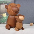 Nordic Style Wooden Animal Figurines Wood Japanese Monkey Figures Home Decor Ornaments Crafts Boy Toys & Hobbies