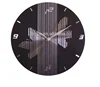 Elegant Round Special Beautiful Butterfly Design Metal Wall Clock Black